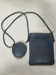 [美品]ミニショルダーバッグ ポーチ付き グレー