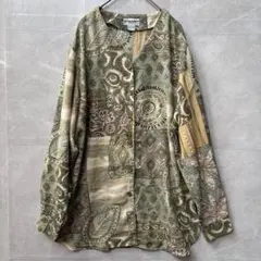 アルフレッドダナー 長袖 シャツ ブラウス 総柄 パッチワーク リーフ柄 花柄