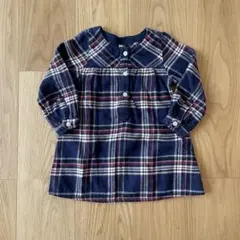 無印良品　チェック柄 長袖ワンピース 100cm