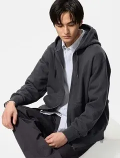 UNIQLO スウェットフルジップパーカ ダークグレー