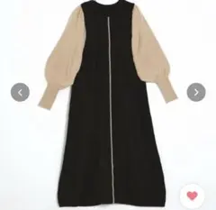 配色ニットロングワンピース Bab