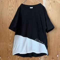 極美品 kitson LA アシメ切替 ロゴ Tシャツ 黒 白 L スリットのサムネイル