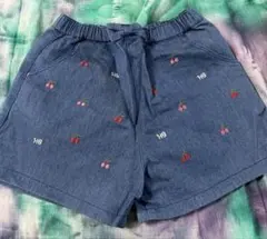 新品未使用品　 ミキハウス　ホットビスケッツ　 デニム　刺繍ショートパンツ