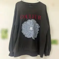 スウェット フラワー刺繍 ブラック