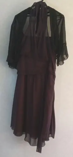 ホルターネック アシメ紫色パーティードレス17ABR80 おまけのボレロ付き