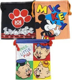 【新品】ディズニー　3匹の子豚　101匹わんちゃん　ミッキー　巾着　まとめ売り