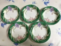 【匿名発送】桂由美　花柄取り皿 グリーン5枚セット