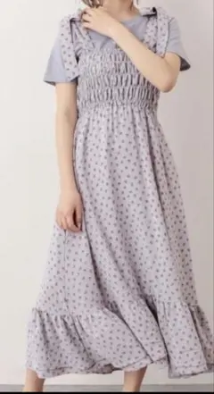 OLIVE des OLIVE 花柄キャミワンピース ロング丈 黒