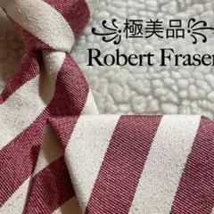 【未使用級✨】ロバートフレーザー ストライプ 赤白 白地起毛感有 シルク 日本製のサムネイル
