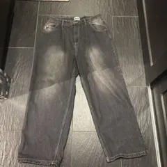 9090 ダークグレー ワイドレッグデニム