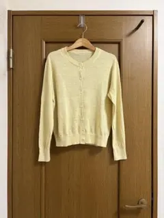 【美品】クルーネックカーディガン イエロー