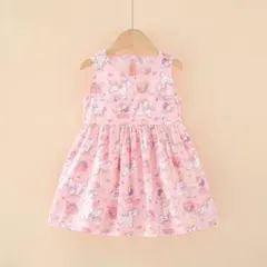 夏ワンピースキッズ（ユニコーン/120サイズ綿ノースリーブワンピース044