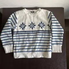 BEBE べべ　120cm ニット　セーター　ボーダー　雪　白