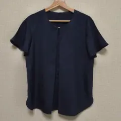 アオキ　aoki ネイビー 半袖ブラウス mework