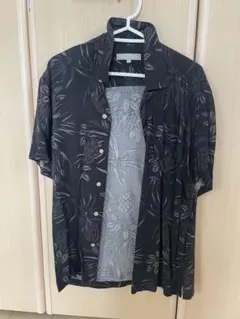 YOUTILITY 植物柄 半袖シャツ L ブラック/グレー