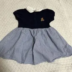 petit main 襟付きワンピース 90cm くま