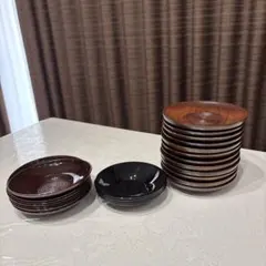 【24枚セット】木製・漆器 茶托 まとめ売り12cm/11cmコースター 来客