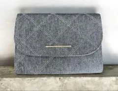 母子手帳ケース グレー ジャバラ式 キルティング