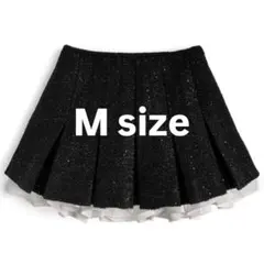 GRL インパン裏地付きフリルツイードプリーツミニスカート ブラック M