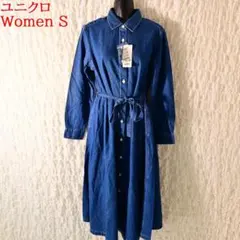 Z2 新品 Women S ユニクロ デニム Aラインシャツワンピース