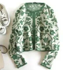 花柄 グリーン ニット カーディガン ZARA