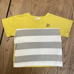 【美品】BeBe イエロー ストライプ Tシャツ 90