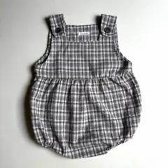 mimi-market チェック柄 ロンパース　ブラウンのサムネイル