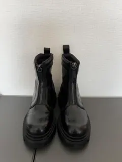 ZARA メンズ ブーツ 黒 41 サイドジップ 美品 厚底 ショートブーツ