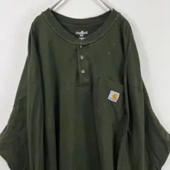 USA古着 carhartt カーハート ポケット ヘンリーネック ロンT