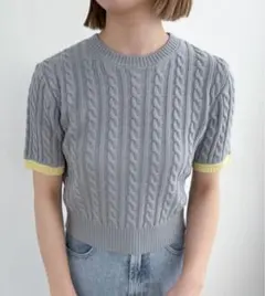 新品　半袖ケーブルニットのサムネイル