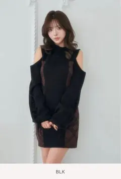 ダーリッチ　サイドチェックニットミニワンピース