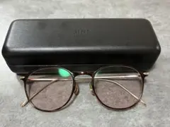 JINS ブラウンラウンドフレームメガネ ピンク 度なし サングラス