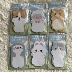 【新品未使用】可愛い動物メモセット 6枚入り 韓国風 文房具 まとめ売り
