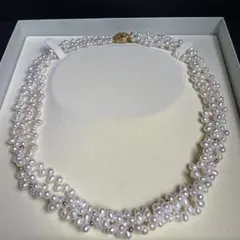 淡水真珠 パール SILVER刻印 ネックレス 3連 デザイン シルバー
