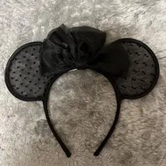 ディズニー ブラックドットリボンカチューシャ