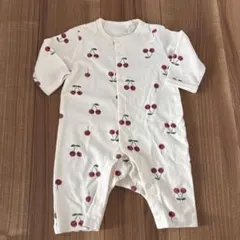 チェリー柄　ロンパース 長袖　60〜70