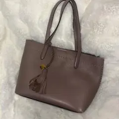 ［COLE HAAN］ピンク レザー トートバッグ タッセル付き