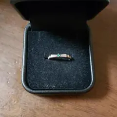 天然エメラルドシルバーピンキーリング