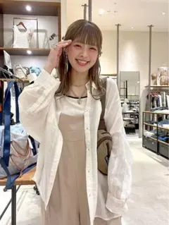 ニコアンド niko and ドルマンシアーワイドシャツ白ホワイトL新品 