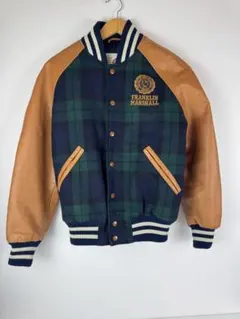FRANKLIN MARSHALL XS 袖レザー スタジャン チェック 牛革のサムネイル