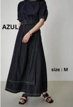 【AZUL】アズール　ラップフレアデニムスカート　M