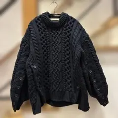 GU rokh コラボ　ケーブルニット 長袖 黒