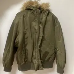 GU オリーブ色 ファー付きフードジャケット