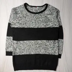 H&M ニット セーター ボーダー柄 ブラック グレー　長袖　S