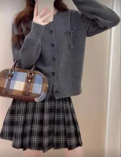 SHEINカジュアルボウタイラウンドネックカーディガン長袖トップス