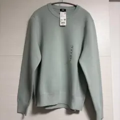 UNIQLO ウォッシャブルミラノリブクルーネックセーター ライトブルー