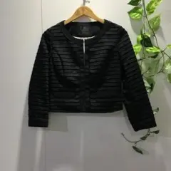 イネド フリンジ ノーカラージャケット 黒 9 M フランドル セレモニー
