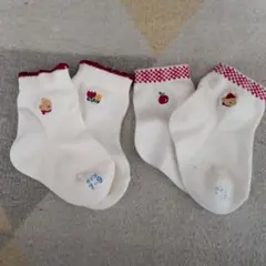 ファミリア　familiar　ベビー　靴下　ホワイト　刺繍デザイン 7-9cm