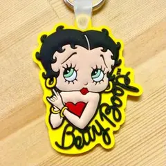 未使用 ベティちゃん ラバー キーホルダー Betty Boop 狙い撃ち 黄のサムネイル