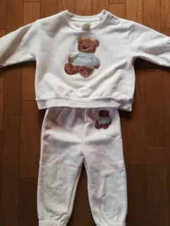 ジェラートピケ クマ トレーナー パンツセット 80cm 白 部屋着